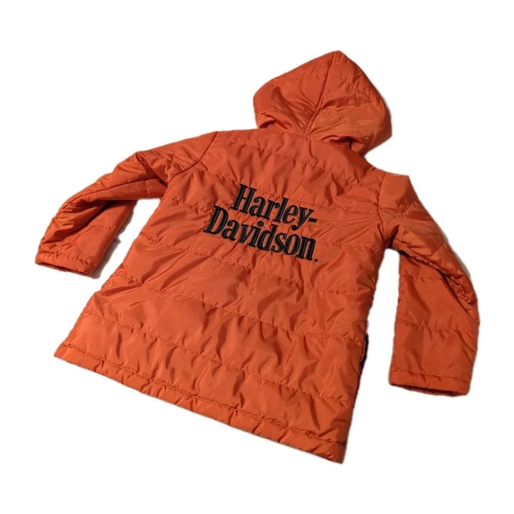 Harley-Davidson‎ Boys Bar & Shield Logo Channel Quilted Jacket Orange Puffer 6/7